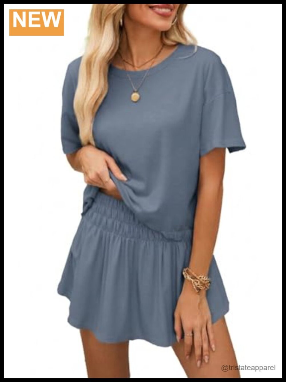 Womens 2 Piece Skort Set Short Sleeve Cropped T Shirt High Waist Casual Summer